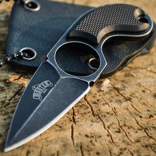 3.25" G10 Fixed Blade Necklace Knife Spear Finger Hole Neck Tactical Combat