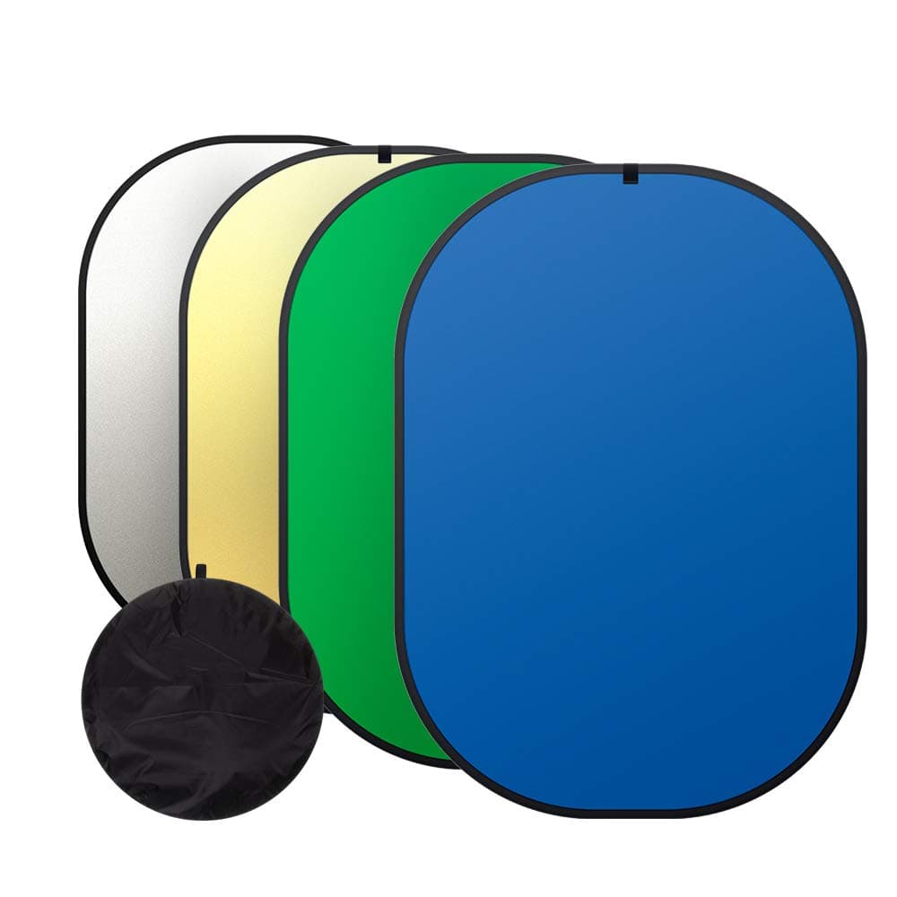 Chromakey Backdrop, Heorryn 4 in 1 Pop Up Collapsible Green Blue Screen with Carry Bag, 5x6.5ft Double-Sided Green Screen and Blue Screen for Tiktok Photography, Gaming and Live Streaming