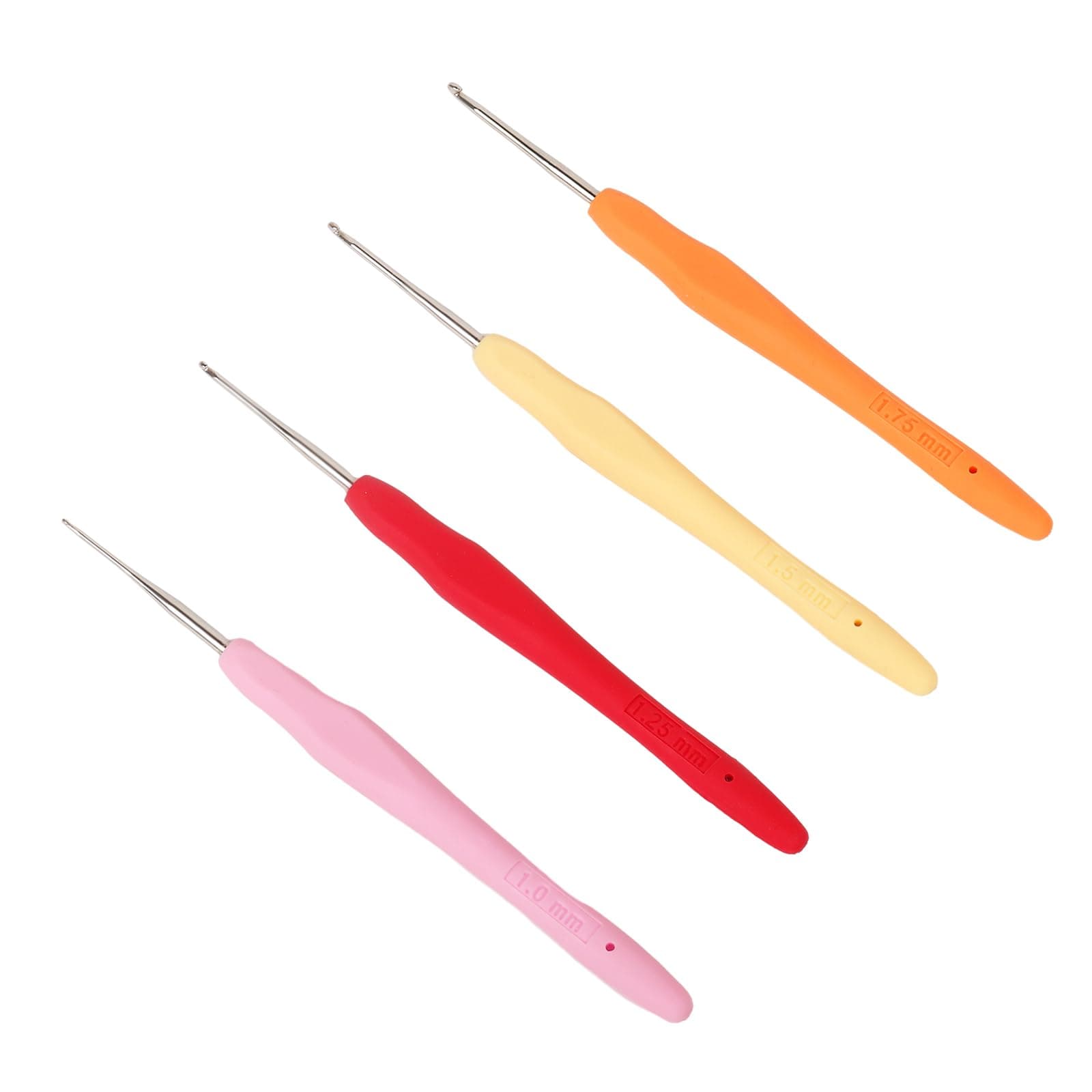 4pcs Small Sizes Crochet Hooks, 1.0mm, 1.25mm, 1.5mm, 1.75mm Lace Crochet Hook Ergonomic Handle, Smooth Crochet Needles for Dreadlocks Hair, Fine Work, Lace Knitting (Color is Random)