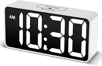 DreamSky Small Digital Alarm Clock for Bedroom, Large Big Numbers Display with Brightness Dimmer, Electric Bedside Desk Clock with USB Charging Port, Adjustable Alarm Volume, 12/24Hr, Snooze