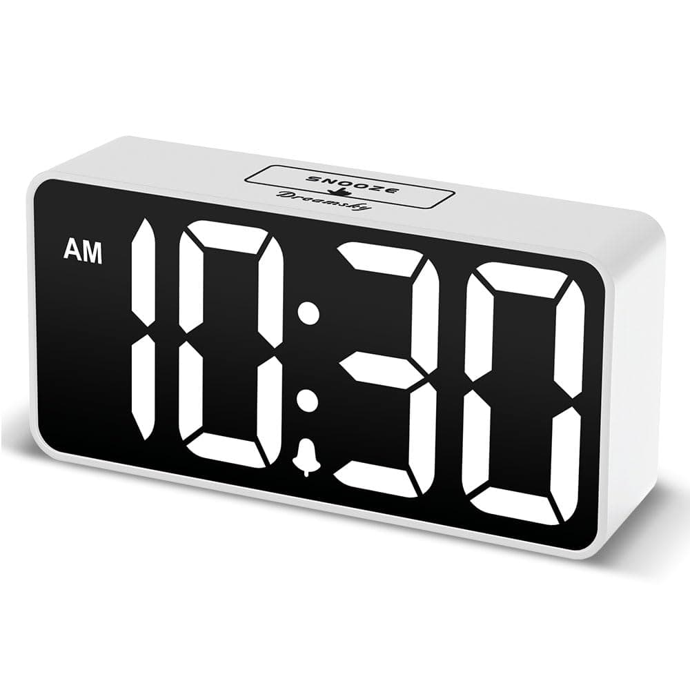 DreamSky Small Digital Alarm Clock for Bedroom, Large Big Numbers Display with Brightness Dimmer, Electric Bedside Desk Clock with USB Charging Port, Adjustable Alarm Volume, USB-C Adapter Powered