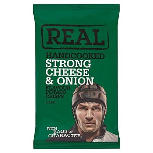 ( 18 Pack ) Real Handcooked Strong Cheese & Onion Flavour Potato Crisps 50g
