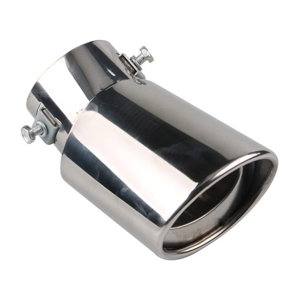 ETOPARS 63mm Exhaust Tail Pipe Universal Exhaust Muffler Tip Pipe Stainless Steel Car Rear Tail Throat Muffler Single Outlet End Tailpipe Tube Bend Silver