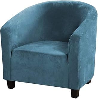 Velvet Tub Chair Slipcover, High Stretch Club Chair Covers Washable Armchair Sofa Couch Covers Slipcovers Furniture Protectors for Dining Living Room Office(Peacock Blue, Velvet)