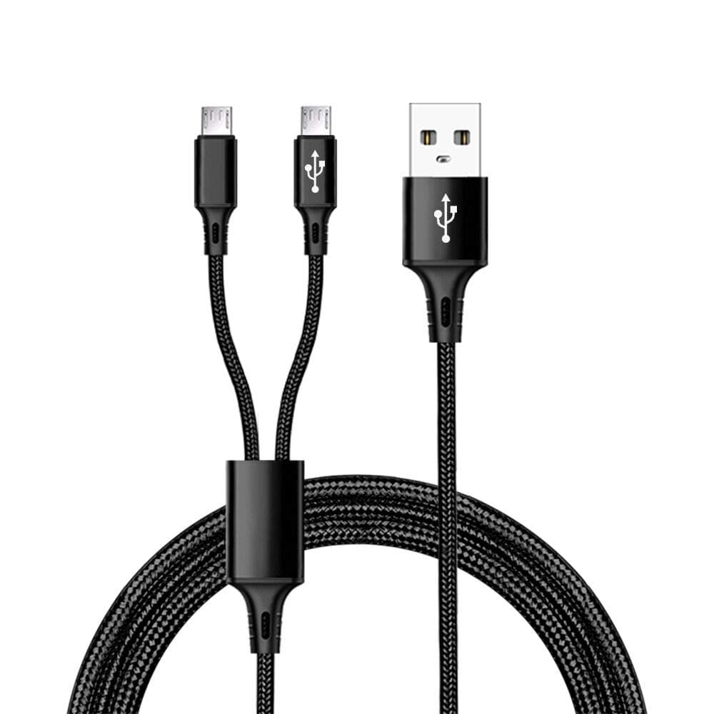 IFLASH Dual MicroUSB Splitter Charge Cable - Power up to Two Micro USB Devices At Once From a Single USB Port - Ideal for Any Micro USB Powered Device