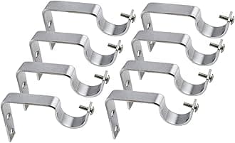 Z L Enterprises Curtain Brackets Stainless Steel Curtain Accessories for Home Curtain Support Rod Brackets Clamps Holders Hooks (Steel Support 8)