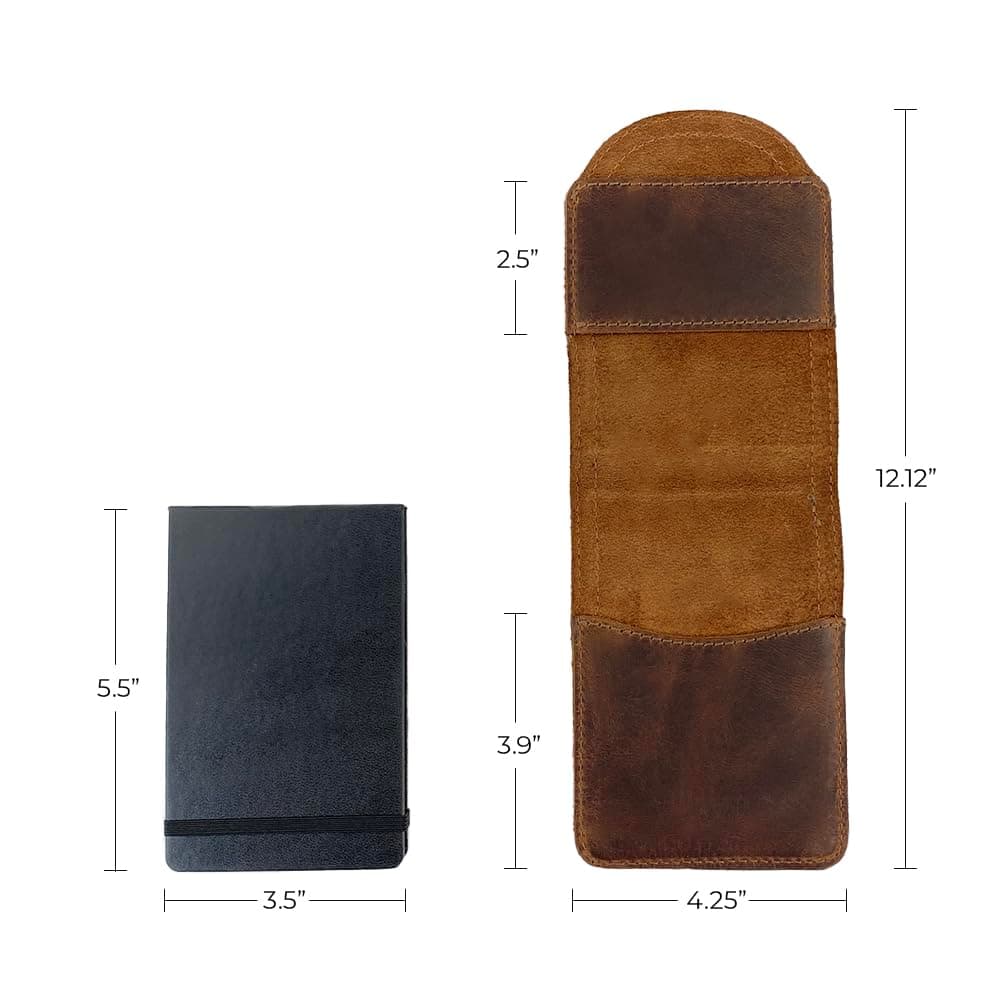 Hide & Drink, Leather Journal Cover for Moleskine Classic Notebook, Hard Cover, Pocket (3.5 x 5.5 in.), Notebook NOT Included, Handmade Includes 101 Year Warranty :: Bourbon Brown