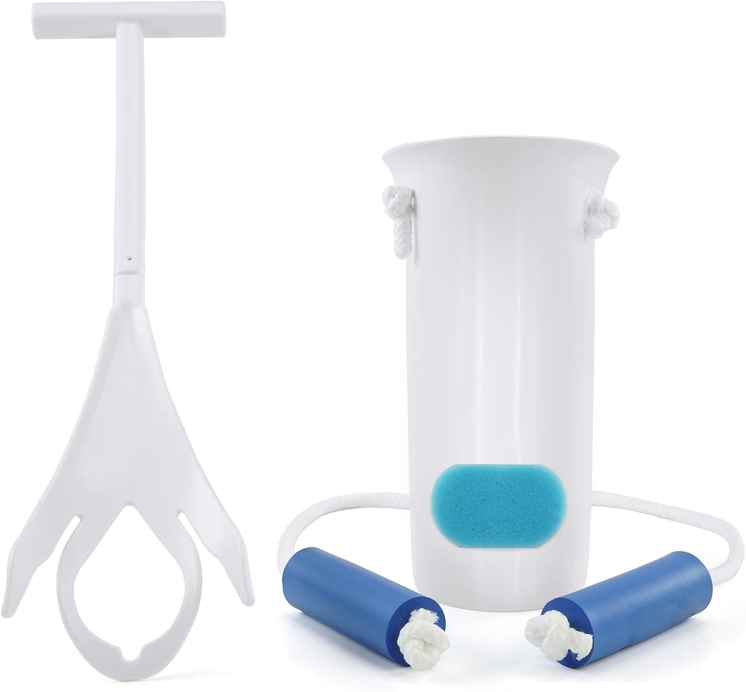 Sock Aid Kit, Flexible Sock Aid Device with Long Rope - Sock Puller aid Easy on and Off Device for Putting On and Removing Socks or Stockings, Sock Helper for Independence and Comfort (White)