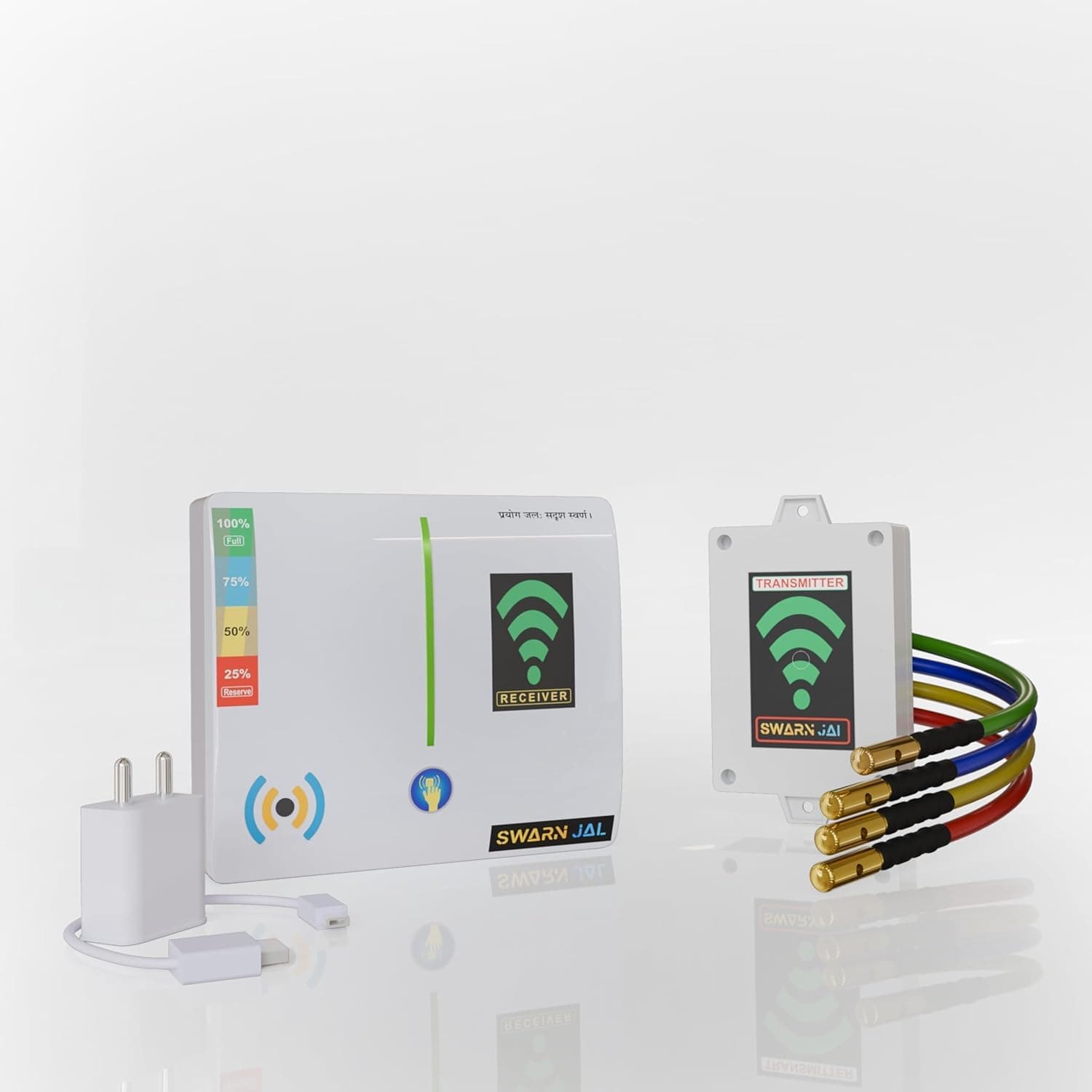 Swarn Jal® (Model: WL-A-RA10F) Wireless Water Level Indicator with Overflow and Empty Alarm (Wireless Indicator & Alarm, 2 Km / 10 Floors Range) (Patented Technology)