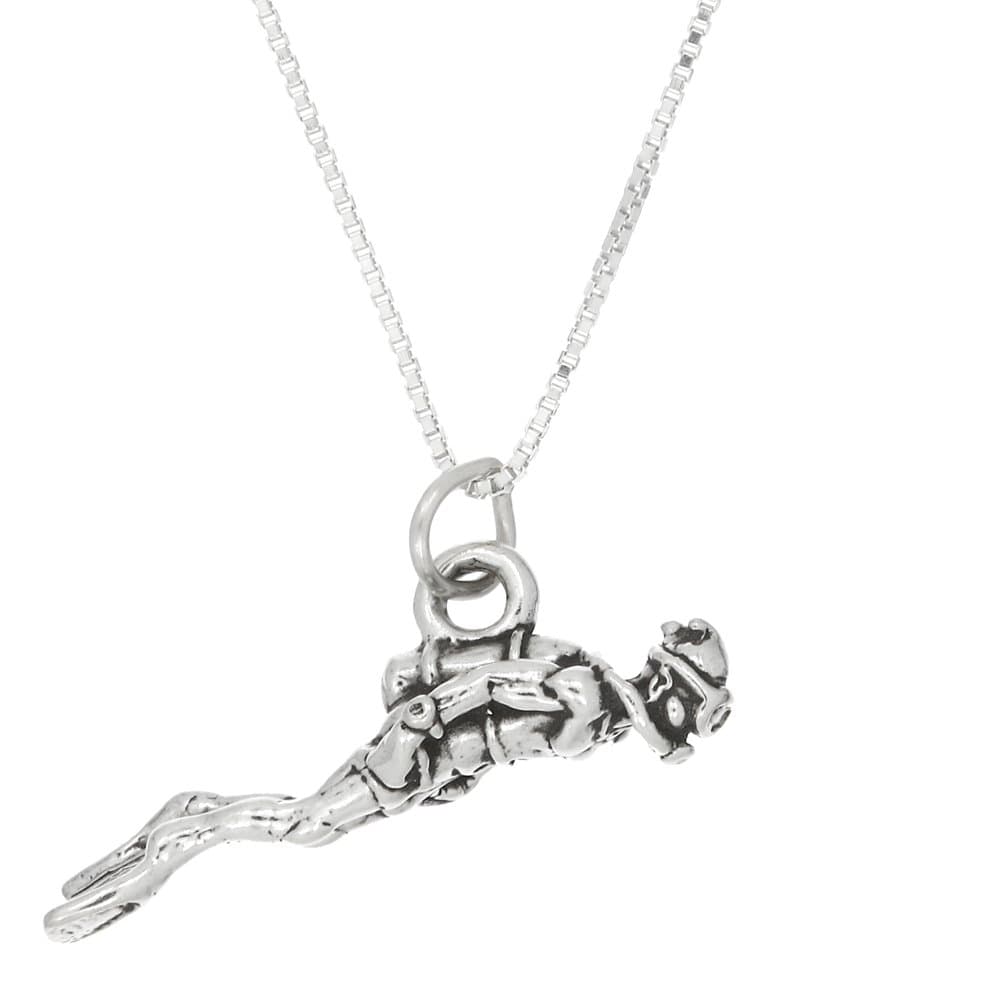 LGUSterling Silver Three Dimensional Scuba Diver Necklace