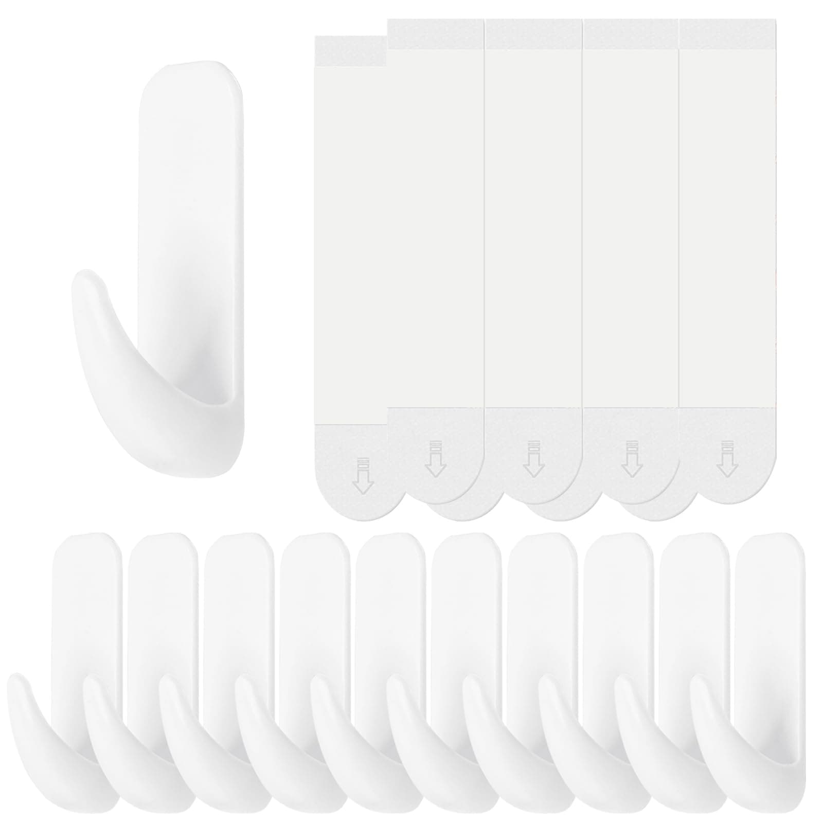 Wall Hooks for Hanging 10 Large Hooks, Heavy Duty Wall Hooks with 10 Strips, ...