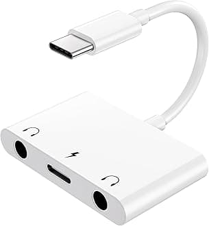 - USB C to 3.5mm Audio Adapter, 3 in 1 Aux to USB C Headphone Splitter Dual 3.5mm Audio Jack and PD 60W Fast Charging, Compatible for iPhone 15 16,Galaxy S22 S21/Note 20,Pixel 4 3 XL,Huawei,etc