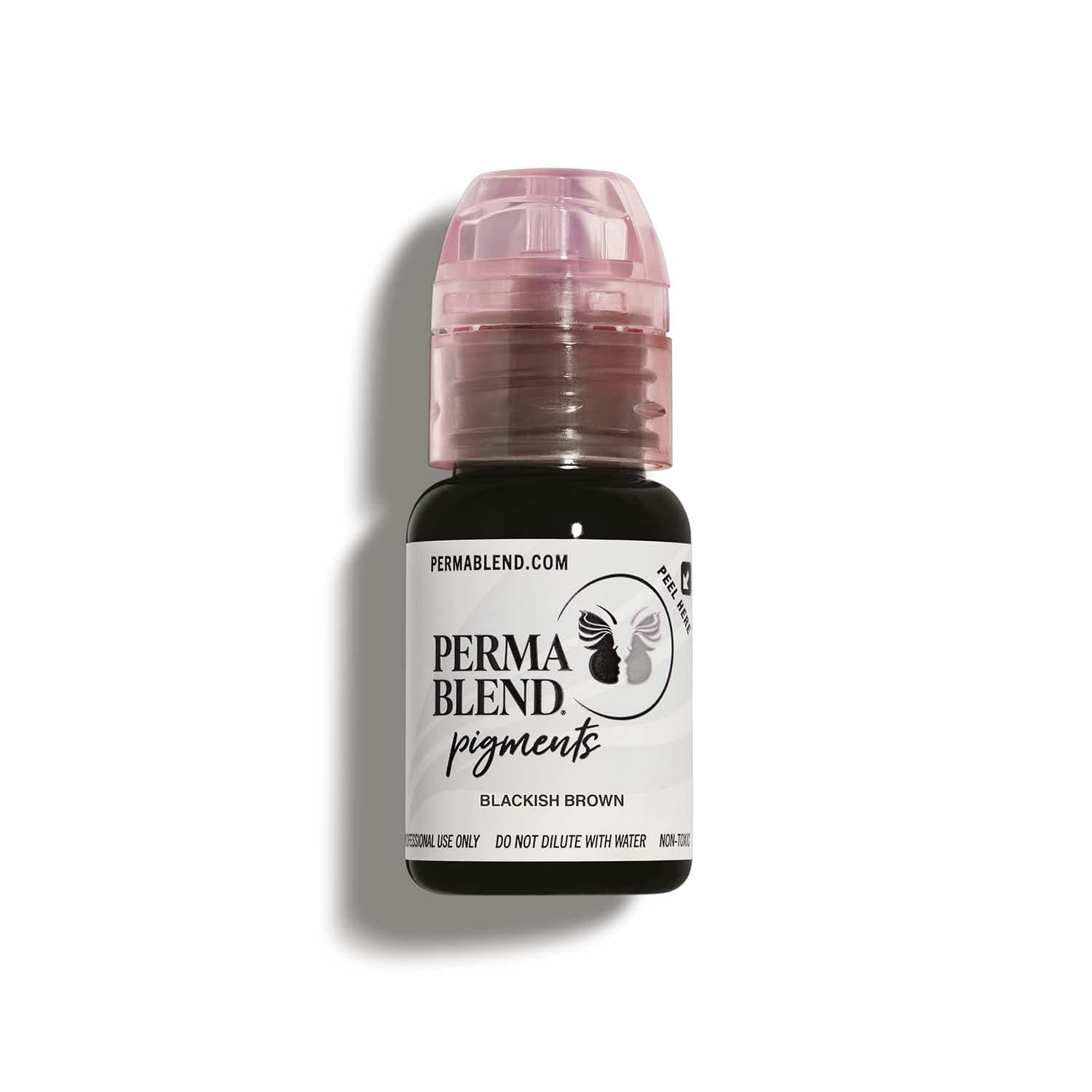 Perma Blend Permanent Eyeliner Microblading Ink - Professional Tattoo Ink - Dark Black/Brown Tattoo Ink Makeup - Vegan (0.5 oz (Pack of 1), Black Brown
