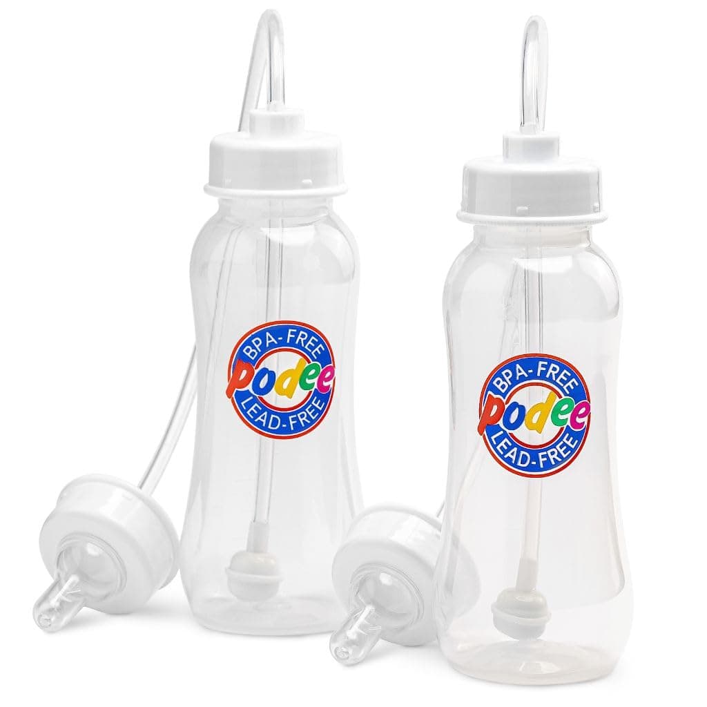 Hands-Free Baby Bottle - Anti-Colic Nursing System 9 oz Baby Bottle with Fast Flow Nipple/Teat 3m+ with Tube Straw Feeding System for Toddler (2 Bottles - Classic)