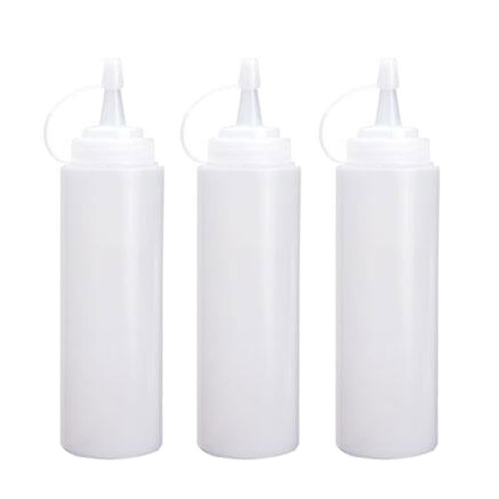 Goodservice4y Plastic Dressing Liquids Condiment Kitchen Squeeze Bottle Cylinder (3PCS 8oz White)