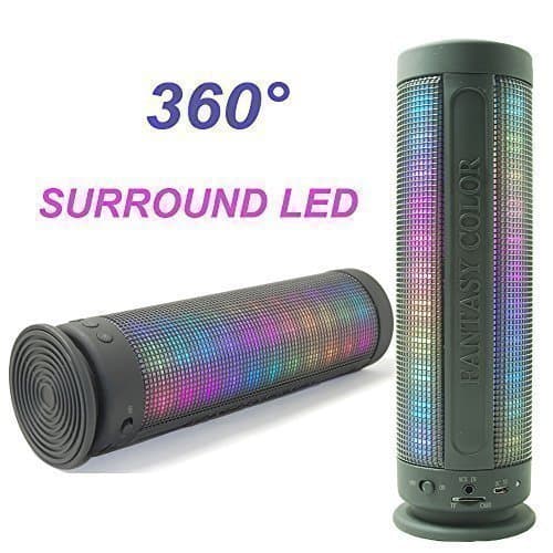 Soker Wirless Portable Bluetooth 4.0 Speaker 10w Powerful Sound Dream Dancing Speakers Built-in Microphone Support Micro SD/TF Card with Dazzle LED Light (Multi-Colored) for Smartphones Laptops