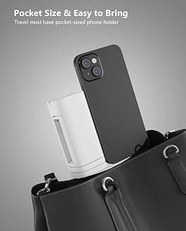 MiiKARE Portable Airplane Phone Holder-360° Rotation Phone Holder for Plane,Hands-Free Travel Essentials for Flying,Foldable Pocket-size Phone Stand Holiday Essentials Compatible iPhone&Android-White