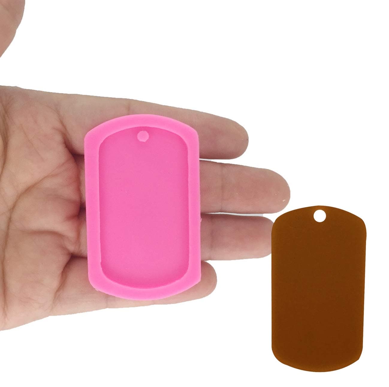 Seedomes 1PC Dog Tag Shape Pendant Keychains Silicone Mold for DIY Chocolate Crystal Fondant Handmade Ice Cream Jelly Shots Gum Paste Desserts Soap Mould Candy Pudding Cupcake Cake Topper Decoration