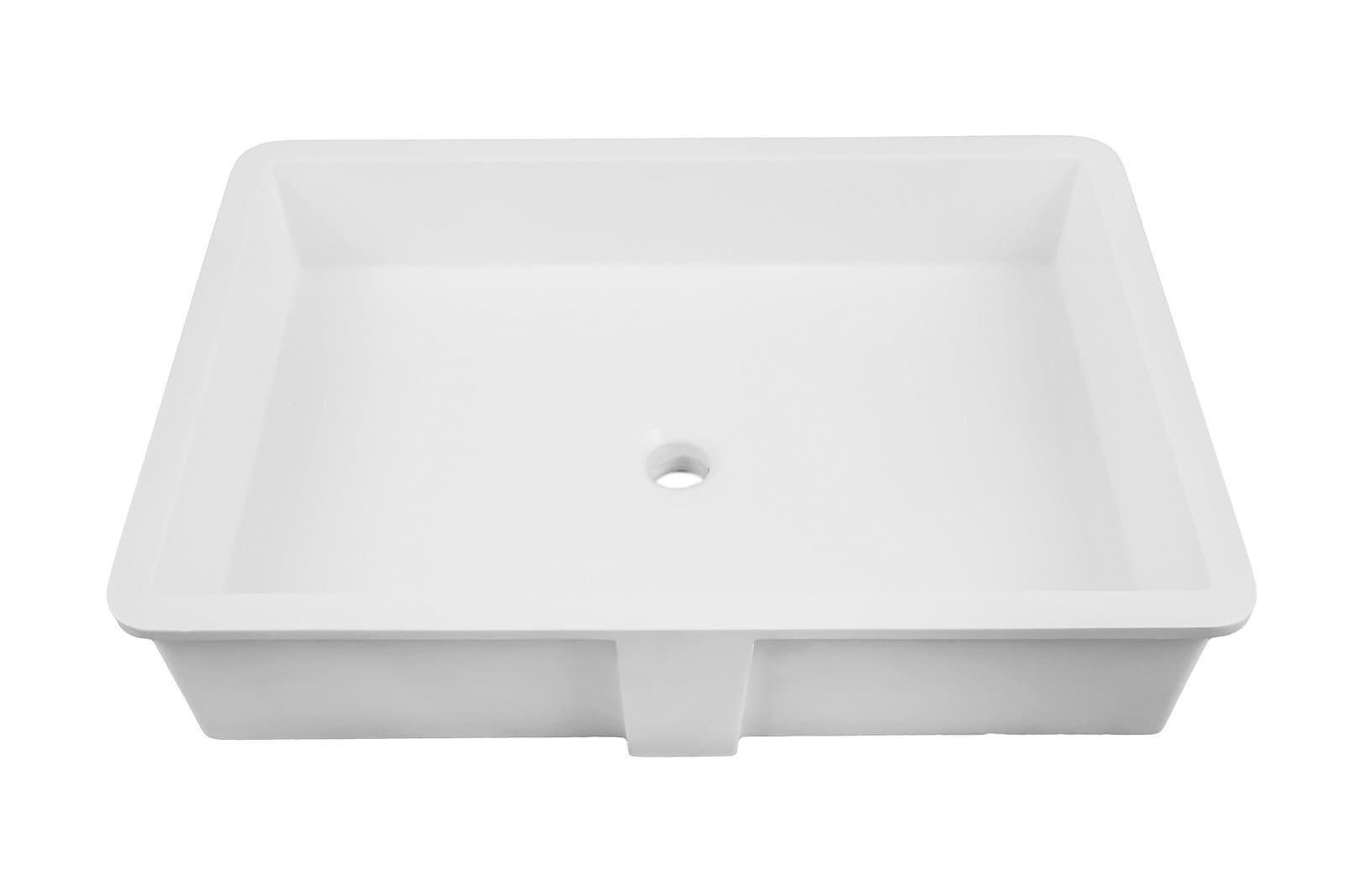 1839-24-SSA Sacha Solid Surface Rectangular Undermount Lavatory Sink, 24-Inch, White