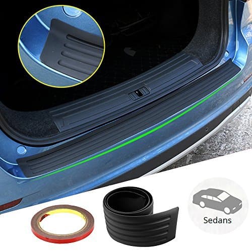 JUSTMOS Trunk Mat Rear Bumper Sticker 35.4" Back Rear Bumper Cover Rubber Door Sill Guard for Sedan Car Pickup Car Stickers, Ultra-Light Weighted, Durable, Flexible,and Bendable
