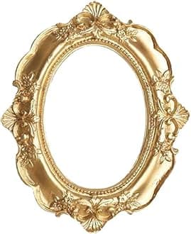 BESPORTBLE Vintage Picture Frame Resin Golden Ornate Textured Oval Desktop Photo Frame Photo Holder Jewelry Display Frame Home Decoration