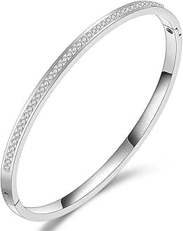 Anti Tarnish Jewellery | 18K Gold Plated Stainless Steel Openable Crystal Bracelet | Latest Stylish Cuff Bangle | Love Friendship Couples Gifts for Women Girls Mother Sister Wife Girlfriend