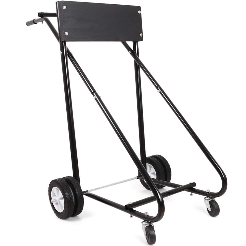 Three T Outboard Boat Motor Stand, 315LBS Heavy Duty Engine Carrier Cart Dolly Storage, Wood and Metal