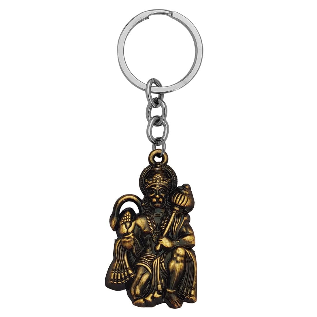 Hanuman Metal Keychain, Green, Free Size