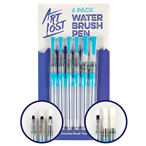 Art Lost 6-Piece Waterbrush Pen Set - Assorted Tips For Enhanced Creativity - Portable, Easy Clean, Maximum Durability