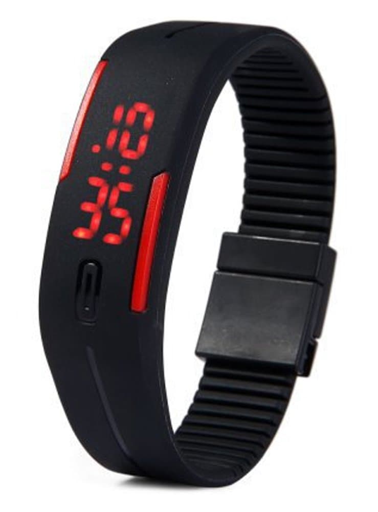 Colorful LED Digital Ractangle Rubber Strap Sport Wrist Watch