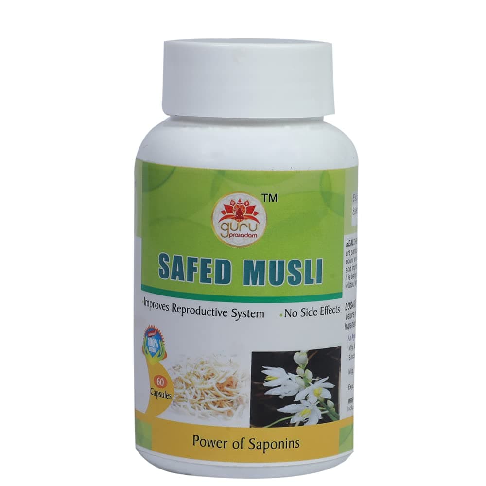 Guru Prasadam SAFED MUSLI Capsules/Tablets pack 1 bottle