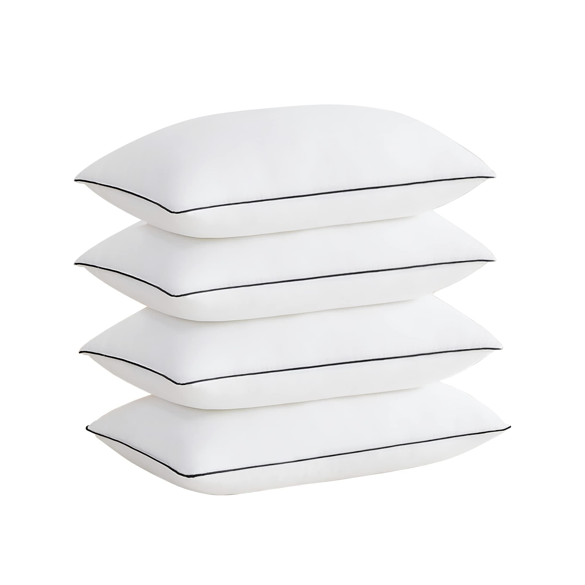 Cooling Bed Pillows for Sleeping, Luxury Hotel Quality 3D Microfiber Filling with Breathable Cover for Side Back and Stomach Sleepers, Reduces Neck Pain, King (Pack of 4), Black 4 Count