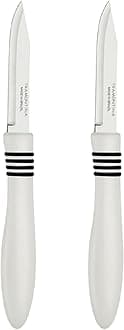 Cor&Cor 2 Pieces Paring Knife Set with Stainless Steel Blade and White Polypropylene Handle
