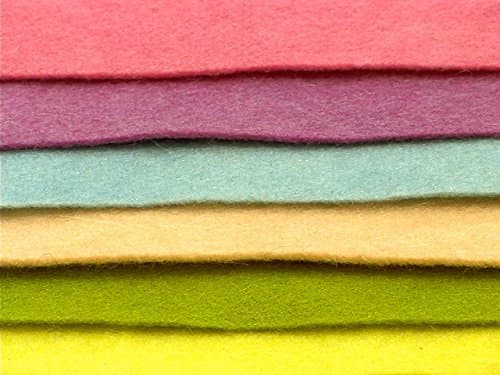 Wool Felt. 100% Organic Wool Felt. Natural Plant Dyed. 6 Sheets in Pastel Colours.