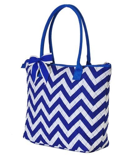 LarLar Oliff Chevron Quilted Print Medium Tote Bag (Royal)