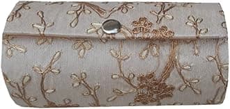 ea ekam artEkam Art Embroidery Bangle Organizer Box for women Jewellery Storage Box, Wedding Return Gift for Women Bridal Gift Storage Box (Beige)