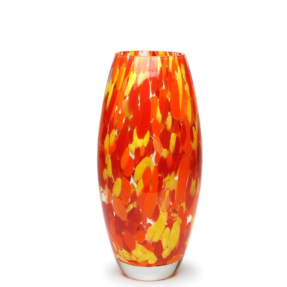 Ca D Oro Glass Vase Orange/Yellow Confetti Hand Blown Murano-Style Art Glass for Flower and Decor - Model Oliva G