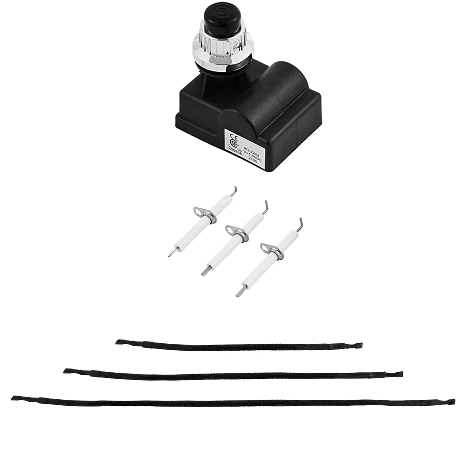 TS-IG3007 Ignitor Kit Replacement Parts for Pit Boss Memphis Ultimate 4-in-1 Pit Boss Grill Accessories Push-Button Electronic Igniter with 3 Electrodes Ignitor Burner 3 Mounted Electrode Wires