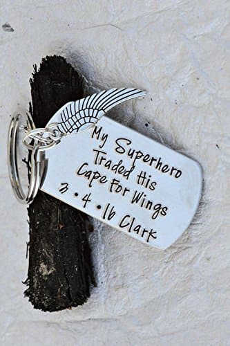 My Superhero Traded His Cape For Wings™ Personalized Name on Keychain Date of birth keychain - top selling shops - Heel lilies Personalised