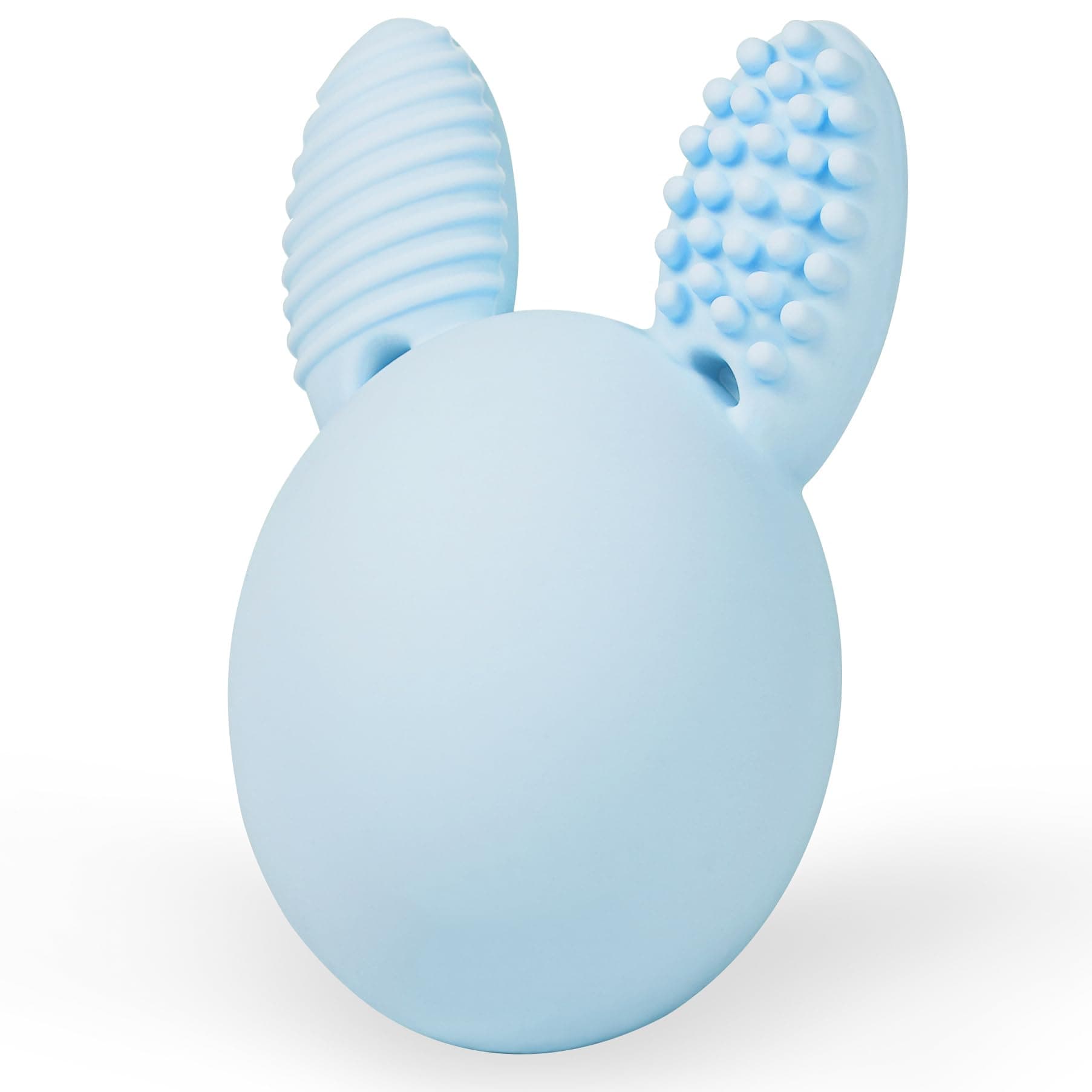 Teether Baby Teething Toy Rabbit Egg Rattle Toy Teething Pain Relief for Babies Boys Girls - Blue