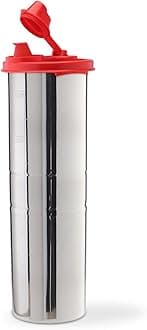 SIGNORA WARE 1.1 Litres Easy Flow Stainless Steel Oil Dispenser Bottle With Lid And Cap | Air-Tight Spill-Proof | Food Grade Pourer Drizzler (Red, Set Of 1 | 1100Ml)