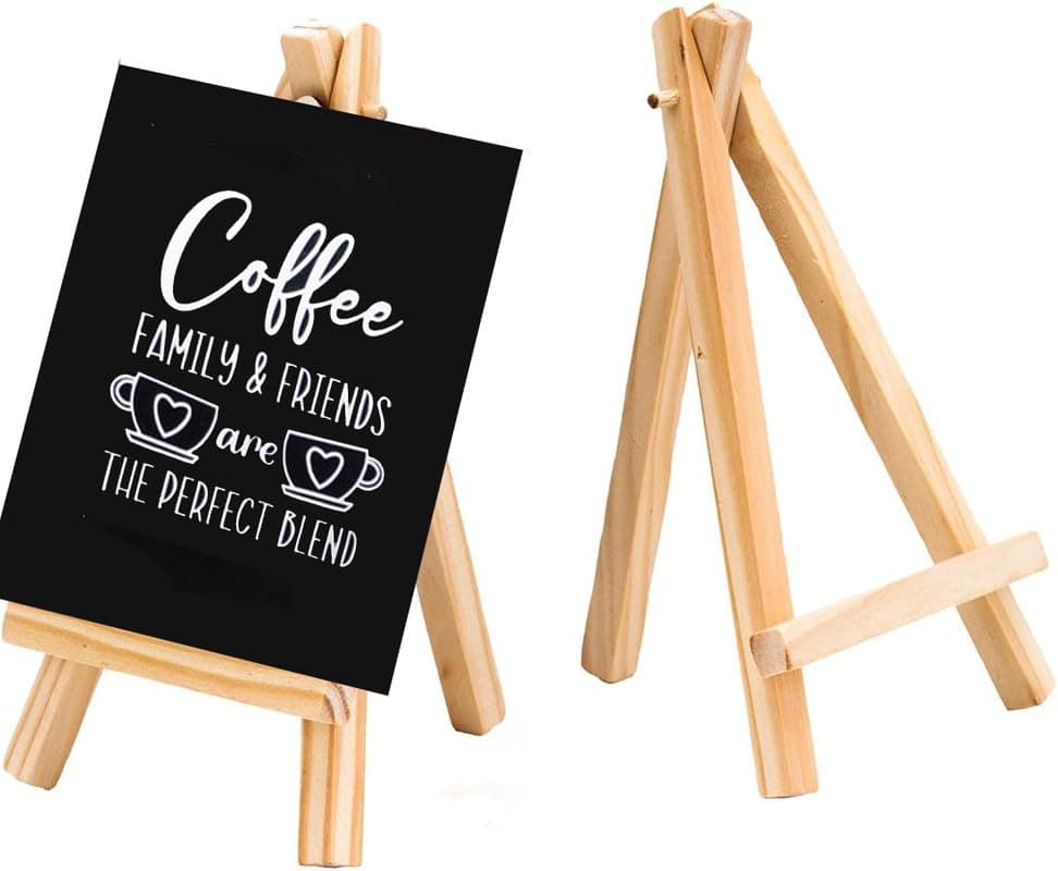 Desi Rang Wood 4 Pcs Mini Chalkboard Easel Signs For Tabletop Decor, Restaurant Food Menu Display, Small Chalk Board Message, Wedding, Catering, Coffee Café Shop Hotel Office Party Supply (5.5X4 In)