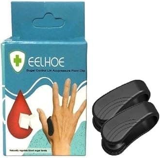 HUBTURE Sugar Control LI4 Acupressure Point Clip Handheld Massager | Headache, Migraine &Tension Relief | Light Weight (Pack of 2), Black