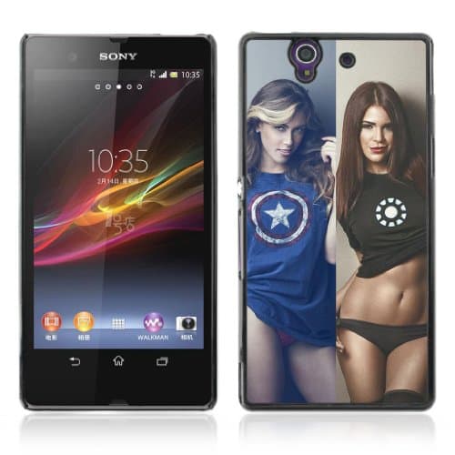 ARTCASES Collections Black Hard Back Case for Sony Xperia Z ( Sexy Superhero Girls Captain America )