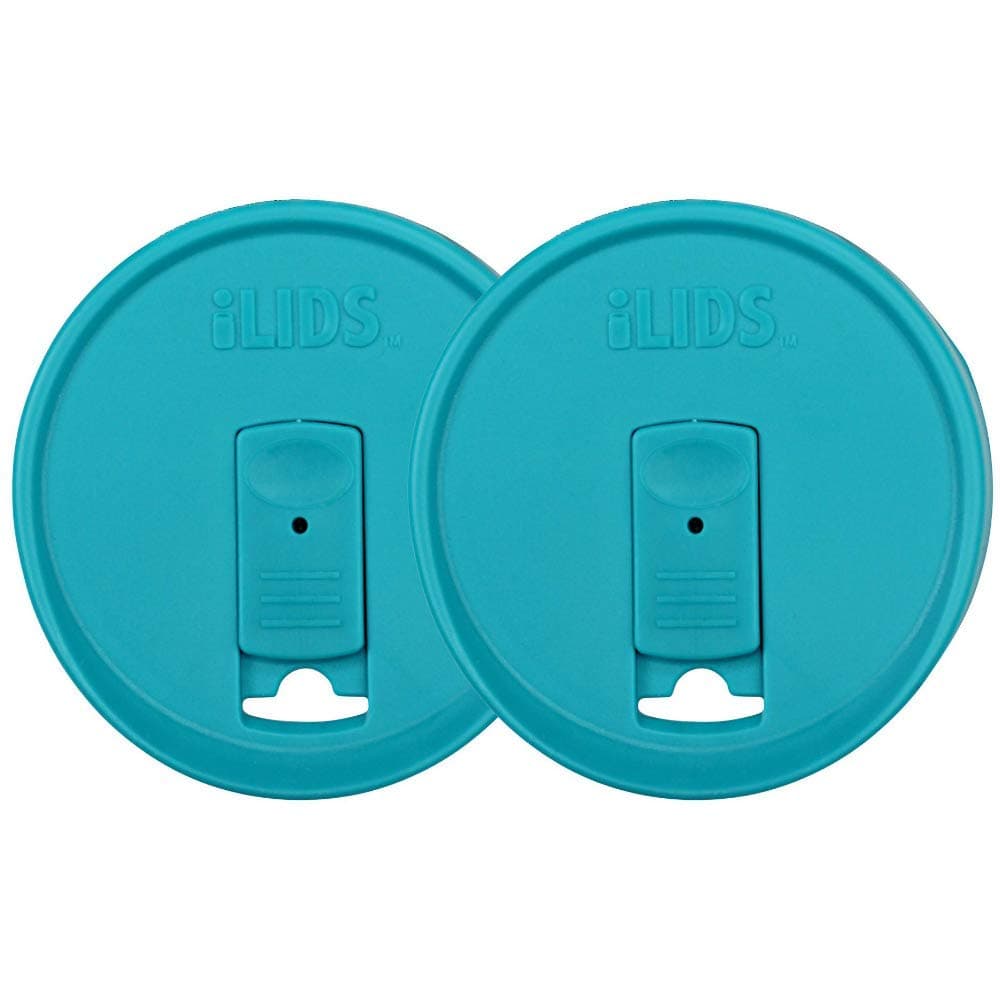 Mason Jar Drink Lid, Wide Mouth, USA Made, Aqua Blue, Pack of 2