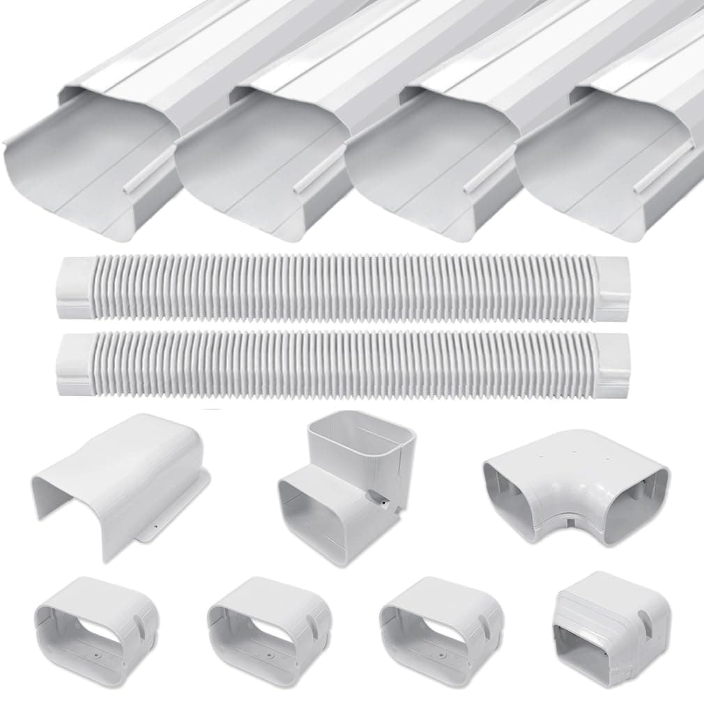 4'' 17 Ft Mini Split Line Cover Set Kit, Ductless Pipe Cover for Mini Split Line, Line Set Cover for Mini Split Air Conditioner, Central AC Pipe Cover