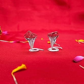 Real Silver Naag Naagin shivratri Shiva Pooja & Meditation Snakes Pair Astrology Remedy (Size: L-2cm * W-2cm * H-2.7cm | Weight : 5 gm Approxe)