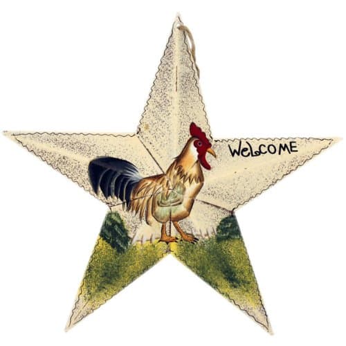 Welcome Rooster Metal Barnstar / 9.5inch