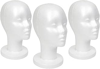 - STUDIO LIMITED 11.4-Inch Styrofoam Mannequin Head (3 Pack) – White Foam Wig Display Stand for Wigs, Hats & Hairpieces, Professional Salon and Cosmetology Use
