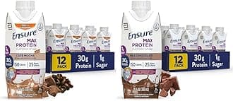 Ensure Max Protein Nutritional Shake with 30g Protein, 25 Vitamins & Minerals, 7 Flavors including Cafe Mocha and Milk Chocolate, Pack of 12, Gluten Free